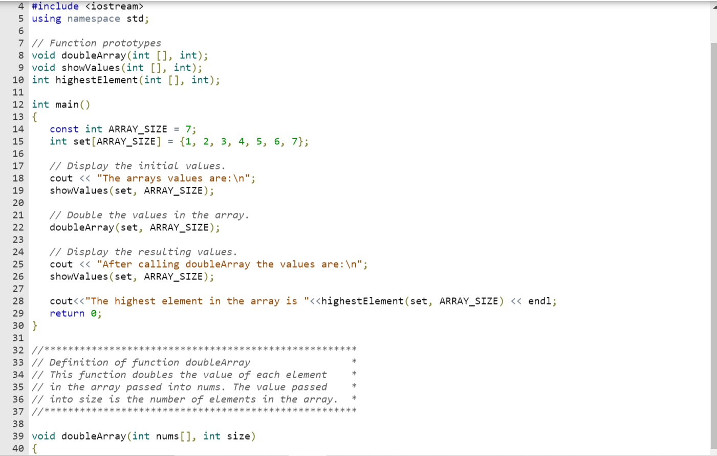 What Code Should I Write To Meet This Last Requirement Const Int Array Size 8 Set Array Size 2 11 28 3 2