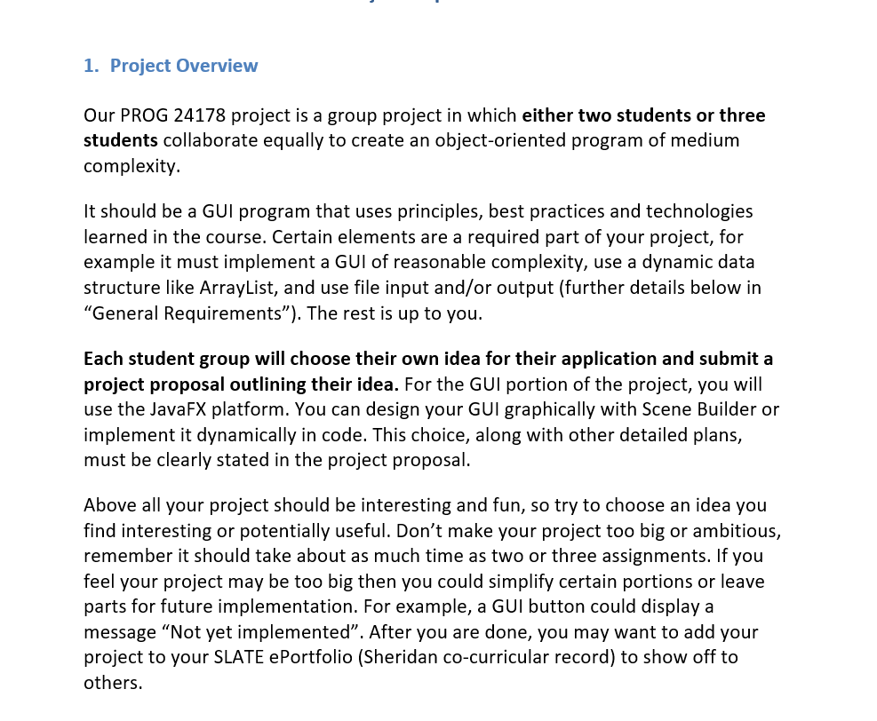 1 Project Overview Our Prog 24178 Project Is A Group Project In Which Either Two Students Or Three Students Collaborate 1