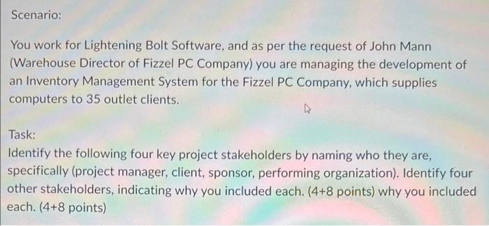Scenario You Work For Lightening Bolt Software And As Per The Request Of John Mann Warehouse Director Of Fizzel Pc Co 1