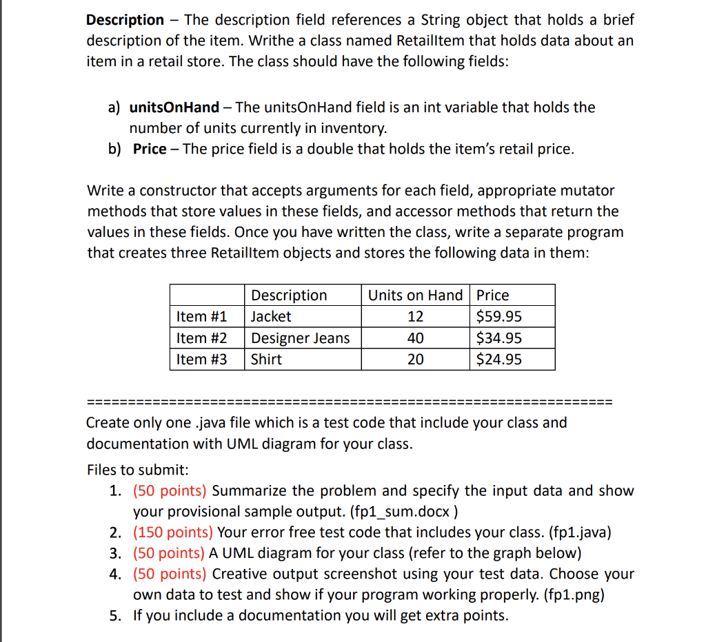Description The Description Field References A String Object That Holds A Brief Description Of The Item Writhe A Cl 1