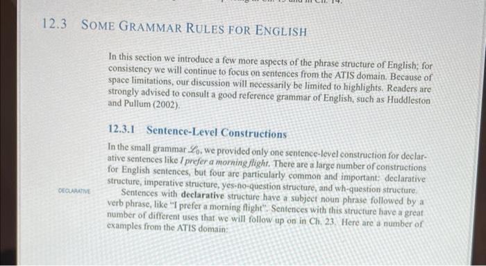 Problem 3 Context Free Parses Using The Grammar Rules Listed In Section 12 3 Draw Parse Trees For The Following Senten 3