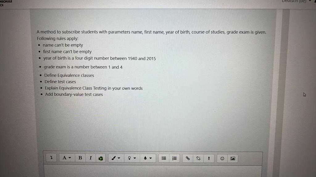 Hschule Ck A Method To Subscribe Students With Parameters Name First Name Year Of Birth Course Of Studies Grade Exam 1