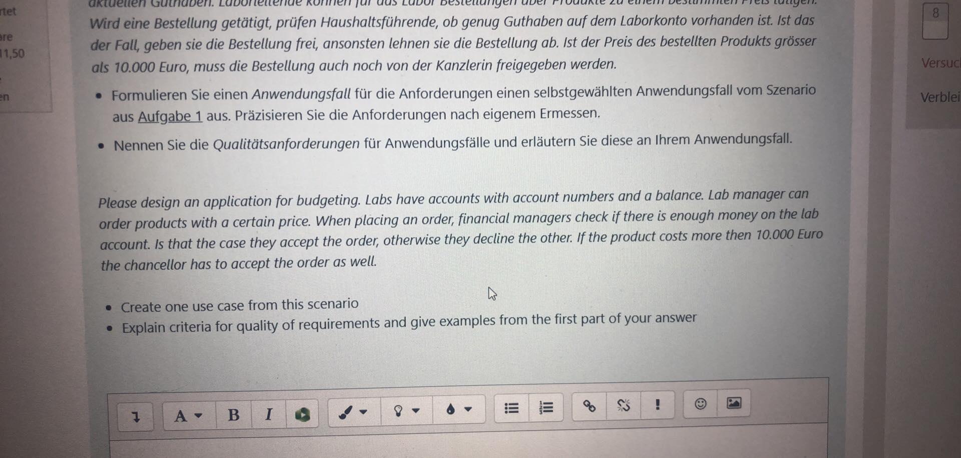 Artet Are 1 50 En Wird Eine Bestellung Getatigt Prufen Haushaltsfuhrende Ob Genug Guthaben Auf Dem Laborkonto Vorhande 1
