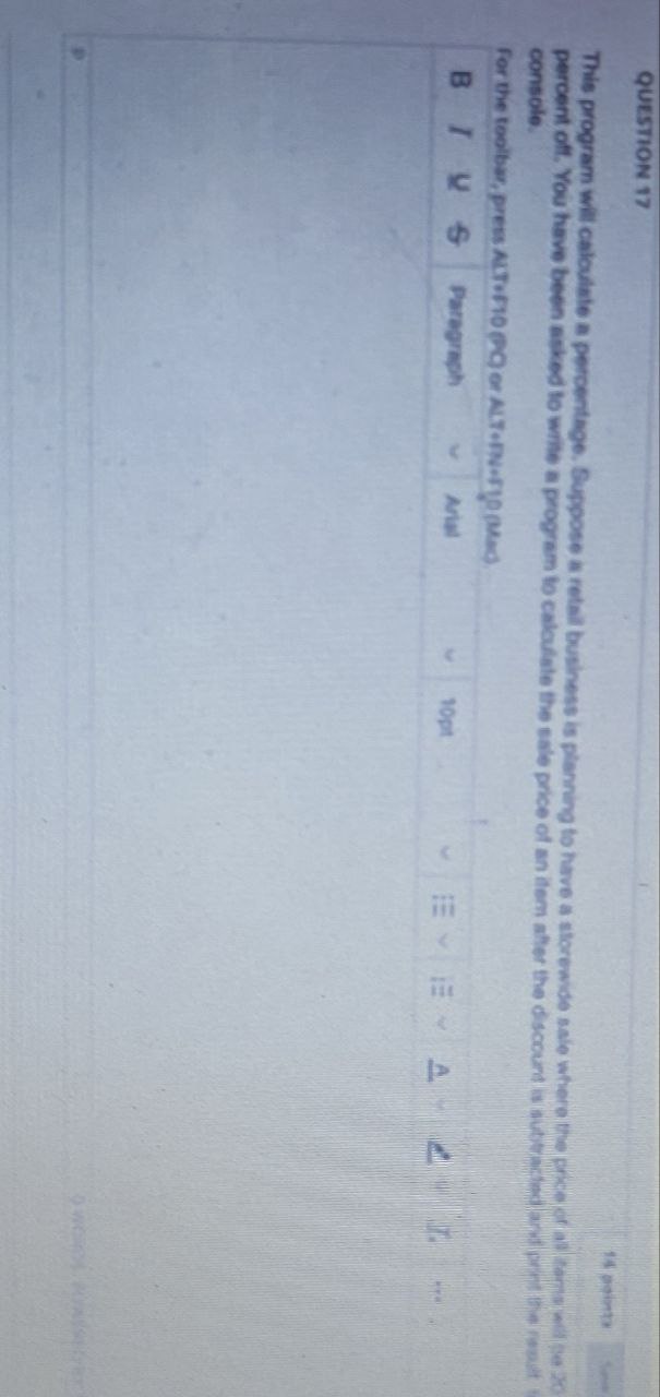 Question 17 This Program Will Calculate A Percentage Suppose A Retail Business Is Planning To Have A Storewide Sale Whe 1