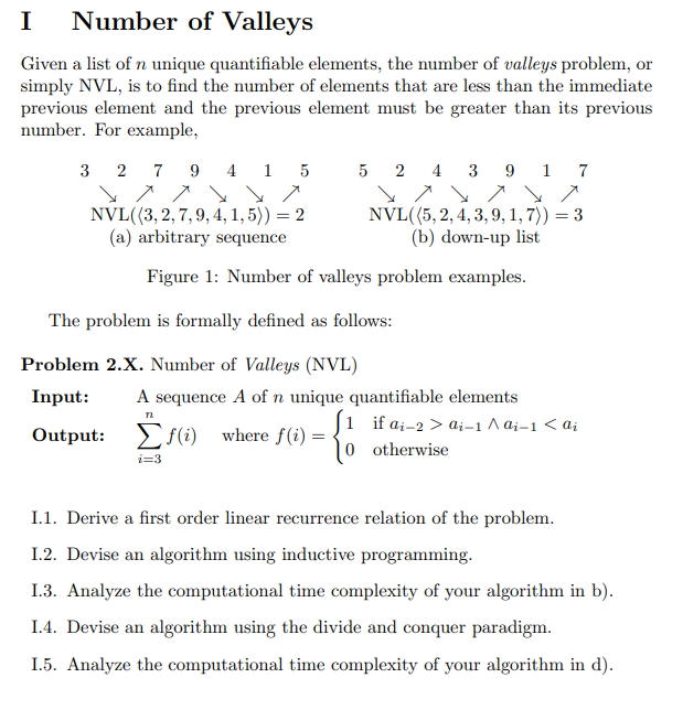 I Number Of Valleys Given A List Of N Unique Quantifiable Elements The Number Of Valleys Problem Or Simply Nvl Is To 1