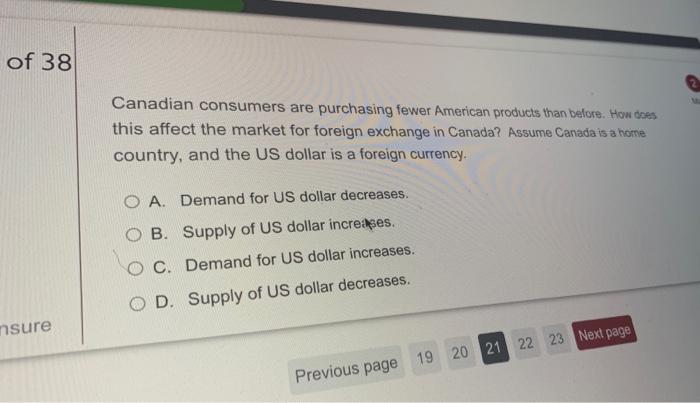Of 38 Canadian Consumers Are Purchasing Fewer American Products Than Before How Does This Affect The Market For Foreign 1