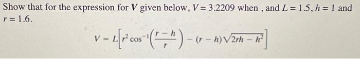 Show That For The Expression For V Given Below V 3 2209 When And L 1 5 H 1 And R 1 6 V L P Cos R R 2