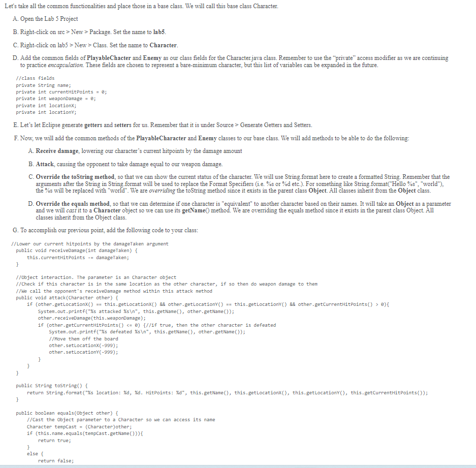 Let S Take All The Common Functionalities And Place Those In A Base Class We Will Call This Base Class Character A Op 1