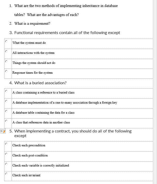 1 What Are The Two Methods Of Implementing Inheritance In Database Tables What Are The Advantages Of Each 2 What Is 1