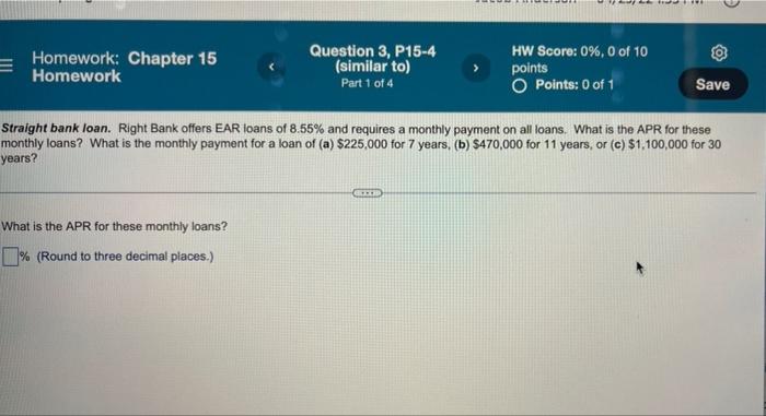 Homework Chapter 15 Homework Question 3 P15 4 Similar To Part 1 Of 4 Hw Score 0 0 Of 10 Points O Points 0 Of 1 S 1