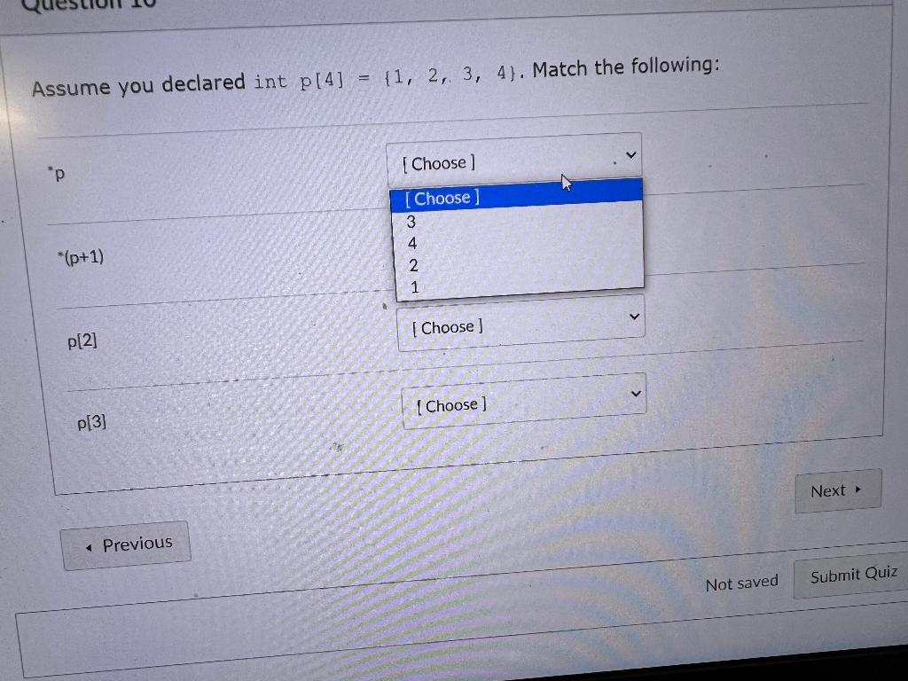 Match The Following Pointer Double P Int P1 P2 Int P1 P2 Typedef P1 P2 Previous Is To Retrieve Th Value Stored Cho 2