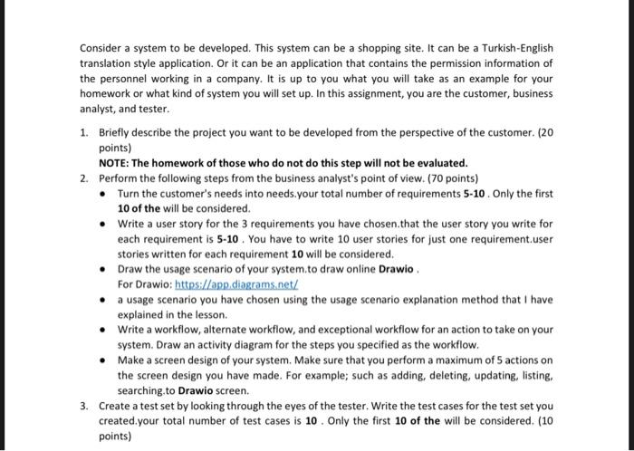 Consider A System To Be Developed This System Can Be A Shopping Site It Can Be A Turkish English Translation Style App 1