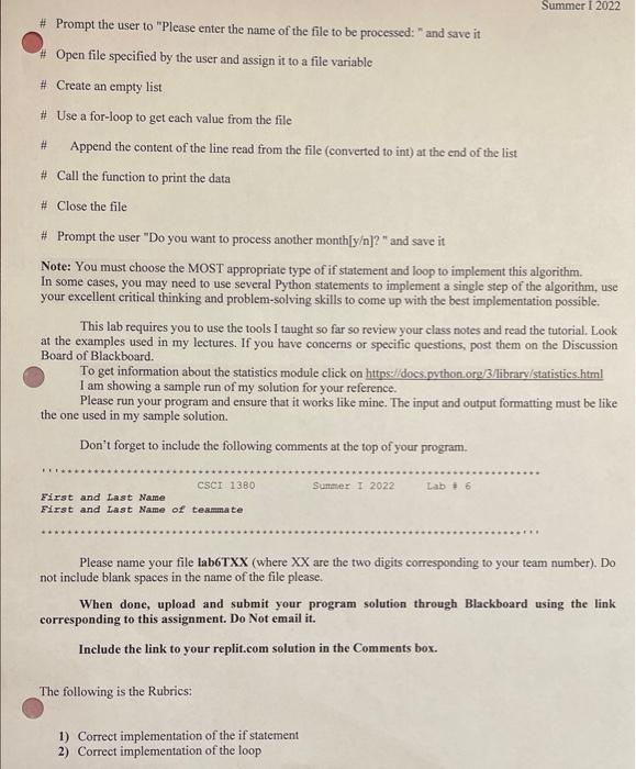 Lab 6 Files Ifs Loops And Functions Due Date 7 10 2022 Problem You Have Been Hired By Channel 5 To Help Produce St 2