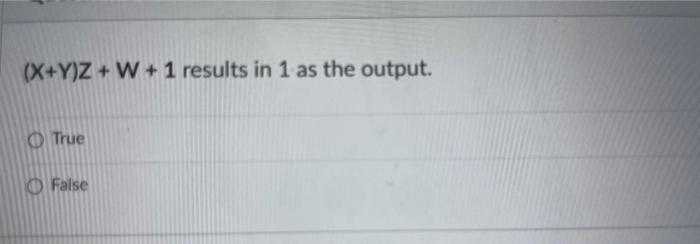 X Y Z W 1 Results In 1 As The Output True False 1