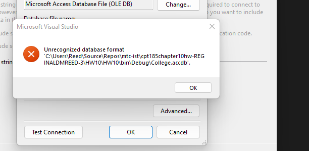 String Microsoft Access Database File Ole Db Owevel Ca In T Ude S Ude S Strin Datahare File Name Microsoft Visual Stu 1