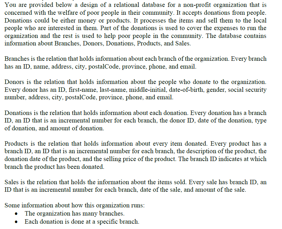 You Are Provided Below A Design Of A Relational Database For A Non Profit Organization That Is Concerned With The Welfar 1