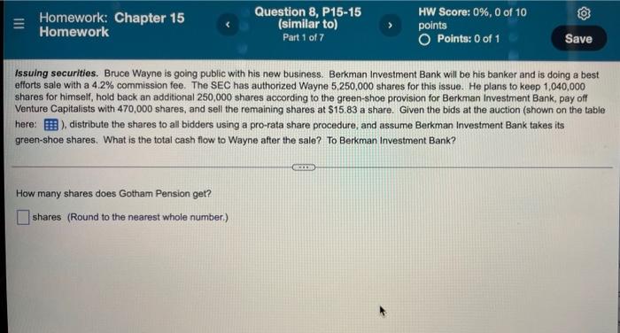 Vil Homework Chapter 15 Homework Question 8 P15 15 Similar To Part 1 Of 7 Hw Score 0 0 Of 10 Points O Points 0 O 1