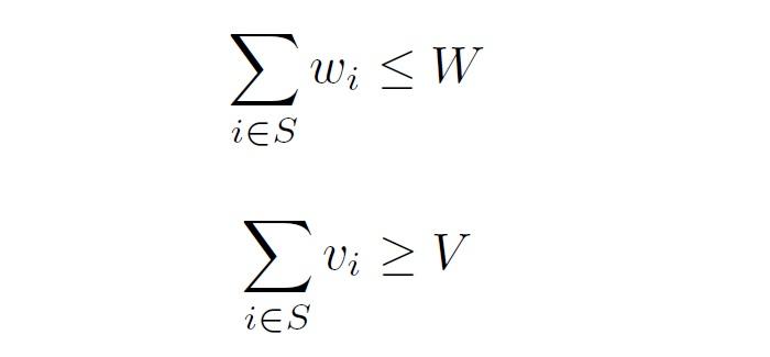 Backpack Problem Given A Number W A Number V A Unique Positive Integer N A Set Of Numbers W1 W2 Wn And A Set 1