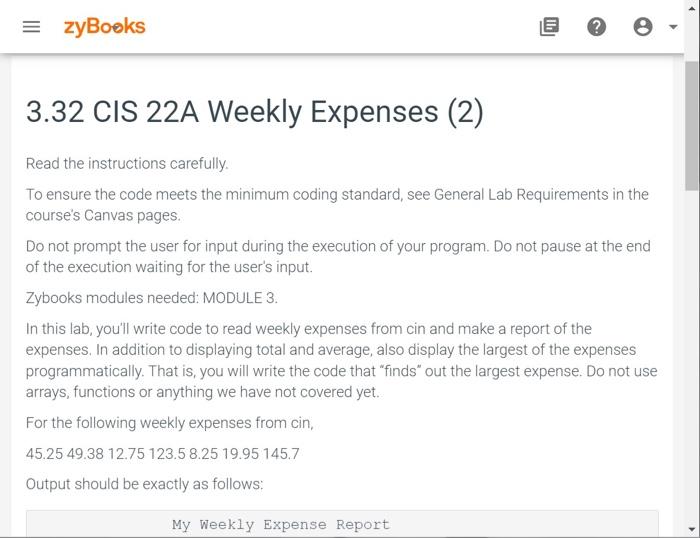 Zybooks 45 25 49 38 12 75 123 5 8 25 19 95 145 7 Output Should Be Exactly As Follows 412080 2661056 Qx3zqy7 Total Of E 2