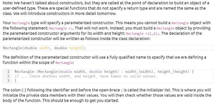 In This Activity You Will Implement A Rectangle Class The Rectangle Class Should Accept Two Doubles Width And Height 3