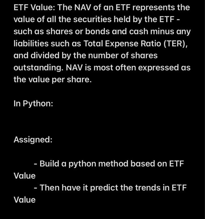 Etf Value The Nav Of An Etf Represents The Value Of All The Securities Held By The Etf Such As Shares Or Bonds And Ca 1