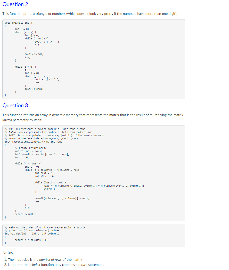 For Each Of The Functions Described In Questions 1 To 7 You Are To 1 Modify The Function To Count The Number Of Operat 2