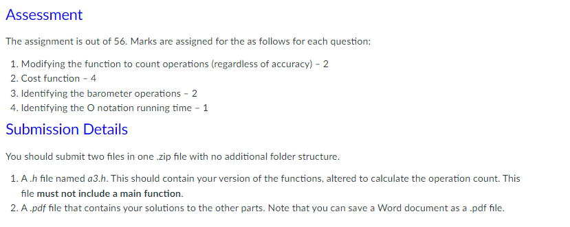For Each Of The Functions Described In Questions 1 To 7 You Are To 1 Modify The Function To Count The Number Of Operat 5