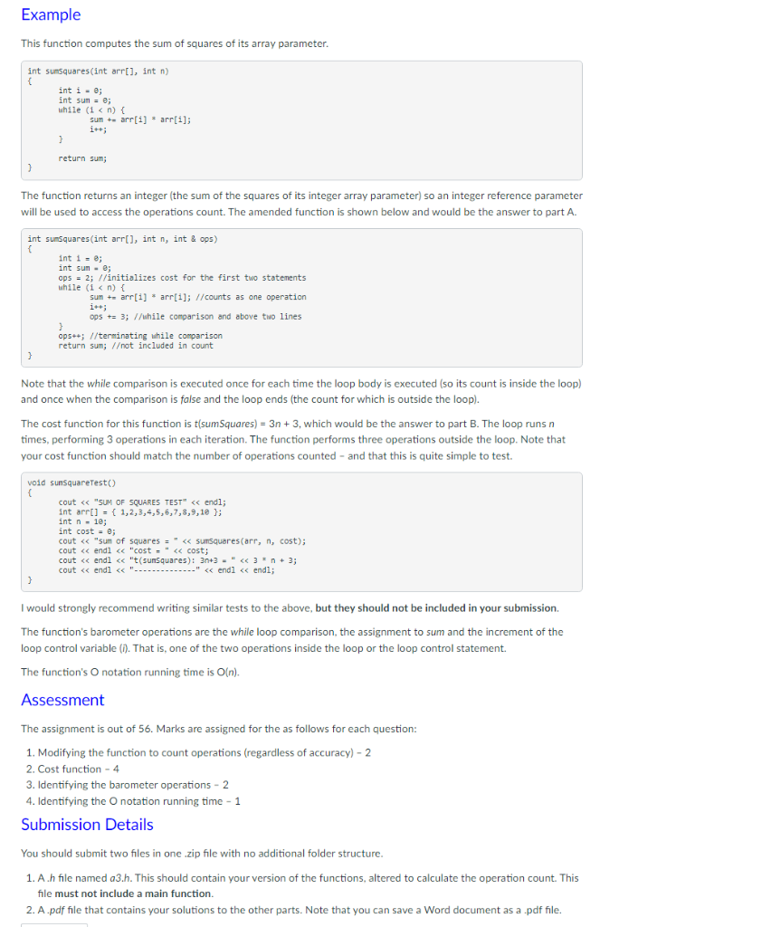Modify The Function To Count The Number Of Operations Performed When The Function Executes In The Worst Case See The Se 3