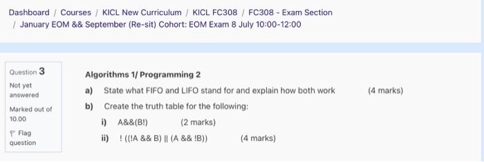 Dashboard Courses Kicl New Curriculum Kicl Fc308 Fc308 Exam Section January Eom September Re Sit Cohort Eom 1