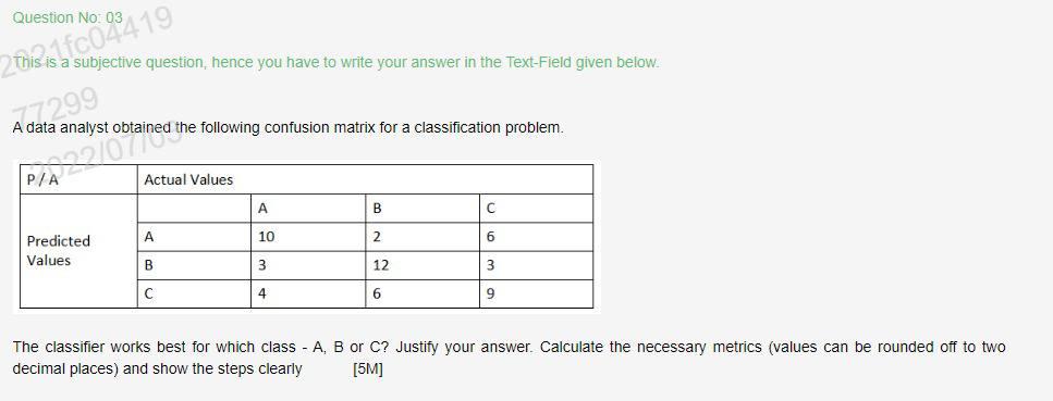 Question No 03 2this Is Fc04419 S A Subjective Question Hence You Have To Write Your Answer In The Text Field Given Be 1