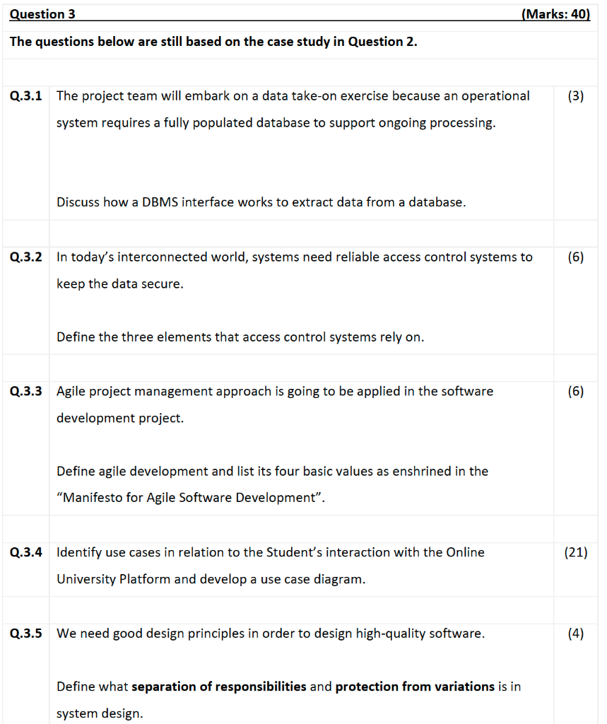 Information From Question 2 System Online University Platform Pune Institute Of Technology Is An Online University Bas 1