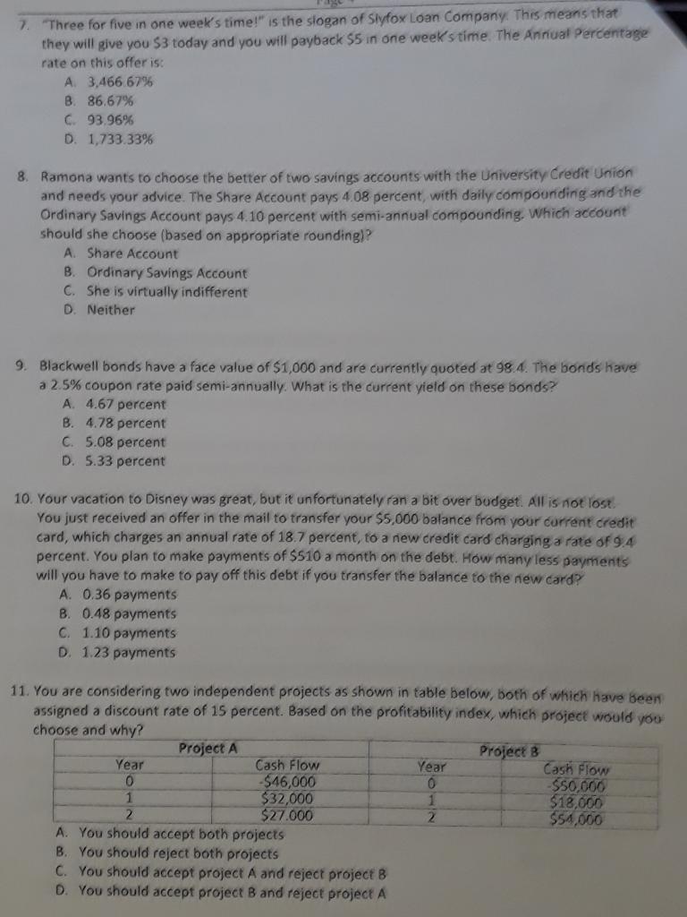 7 Three For Five In One Week S Time Is The Slogan Of Slyfox Loan Company This Means That They Will Give You 53 Toda 1