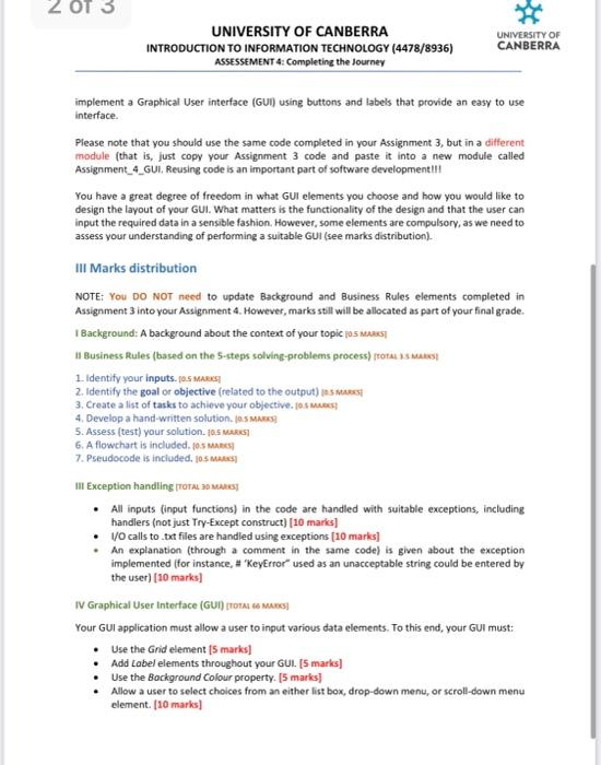 Tot 3 University Of Canberra Introduction To Information Technology 4478 8936 Assessement 4 Completing The Journey Un 2