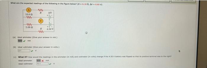 What Are The Expected Readings Of The Following In The Figure Below R 6 100 Av 6 60 10 00 Ww Www 5 000 V R Www Av 4 1
