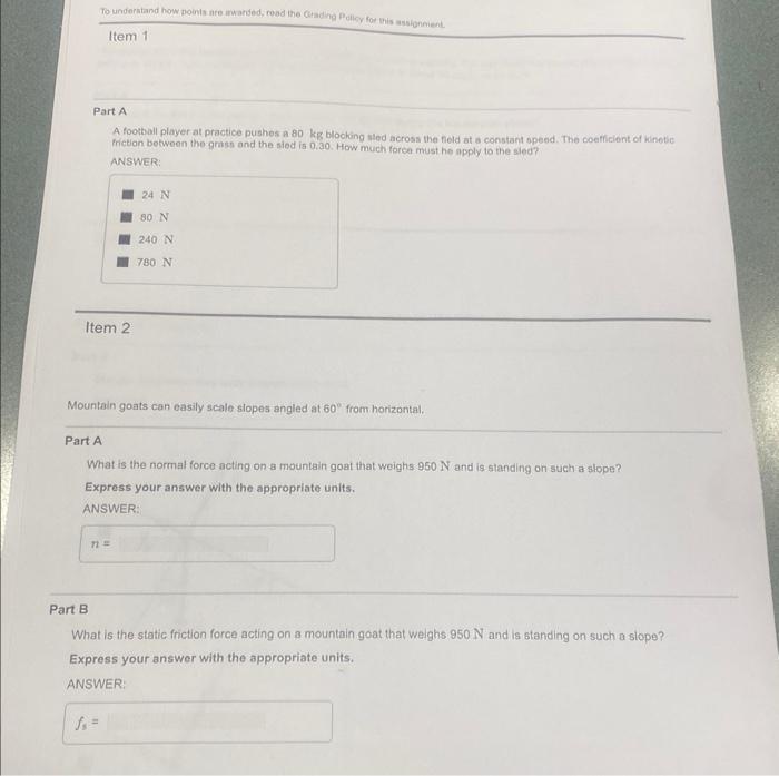 To Understand How Points Are Awarded Read The Grading Policy For This Assignment Item 1 Part A A Football Player At Pra 1