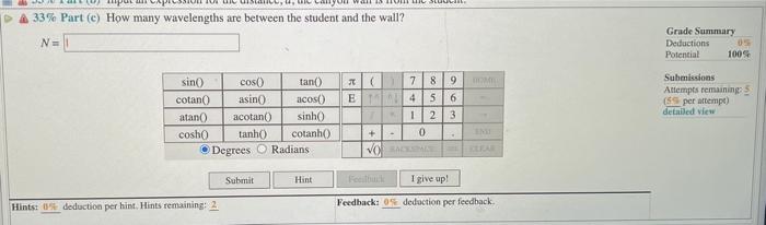 12 Problem 8 A Student Standing In A Canyon Yells Echo And Her Voice Produces A Sound Wave Of Frequency Of F 0 6 3