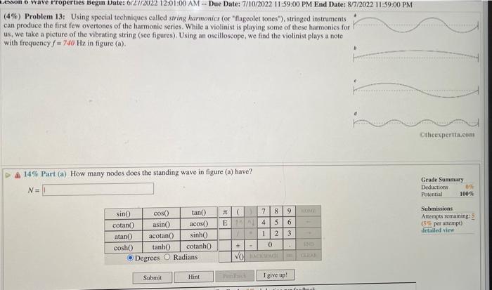 Lesson O Wave Properties Begin Date 6 21 2022 12 01 00 Am Due Date 7 10 2022 11 59 00 Pm End Date 8 7 2022 11 59 00 1