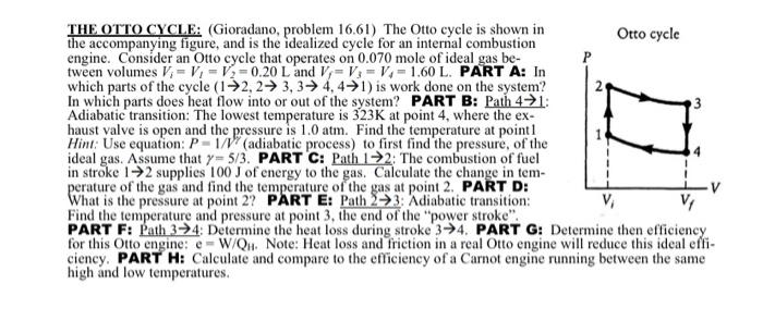 The Otto Cycle Gioradano Problem 16 61 The Otto Cycle Is Shown In The Accompanying Figure And Is The Idealized Cycl 1