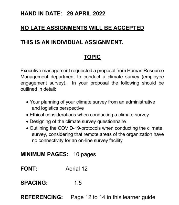 Hand In Date 29 April 2022 No Late Assignments Will Be Accepted This Is An Individual Assignment Topic Executive Manag 1