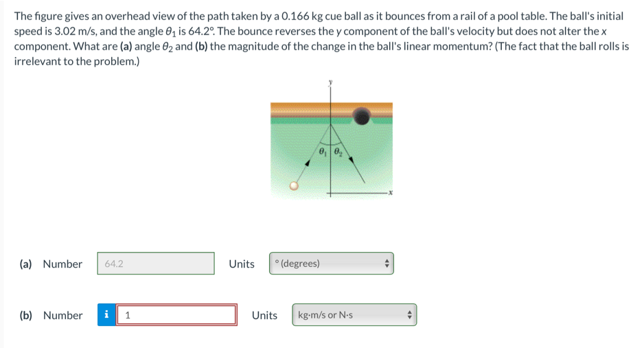 The Figure Gives An Overhead View Of The Path Taken By A 0 166 Kg Cue Ball As It Bounces From A Rail Of A Pool Table Th 1