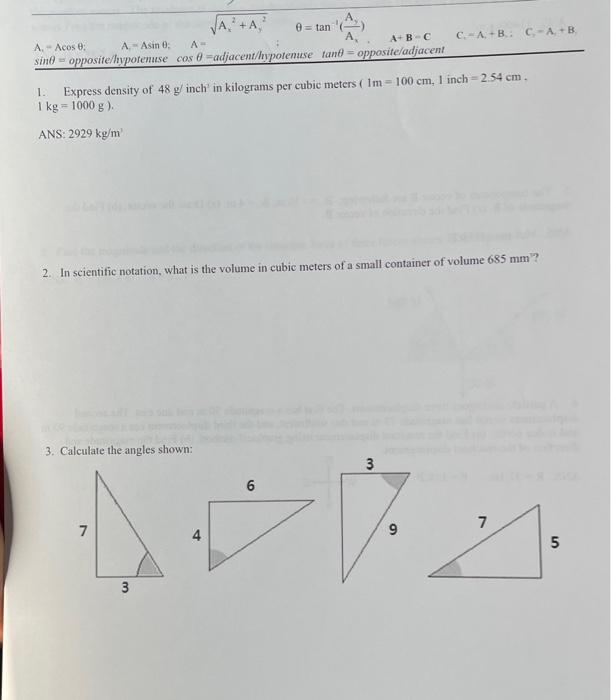 A Acos 0 A Asin 0 Sint Opposite Hypotenuse A A A A B C Cos 0 Adjacent Hypotenuse Tant Opposite Adjacent 3 1