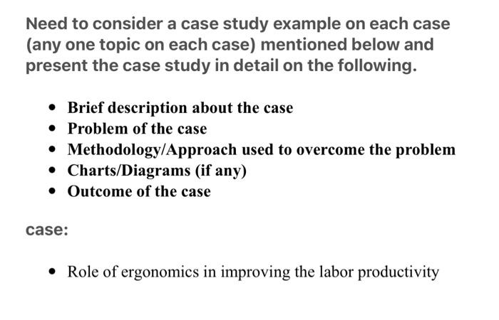 Case Study 2 Role Of Ergonomics In Improving The Labor Productivity Choose Any 1 Case Study From The Link Https Do 1