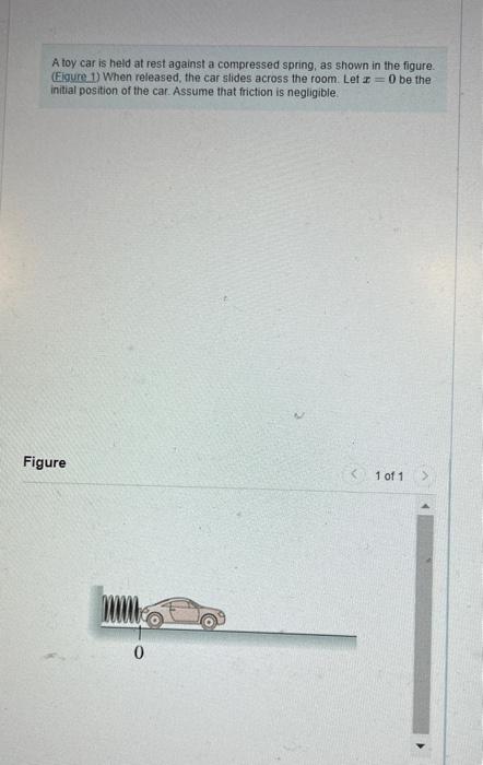 A Toy Car Is Held At Rest Against A Compressed Spring As Shown In The Figure Figure 1 When Released The Car Slides 1