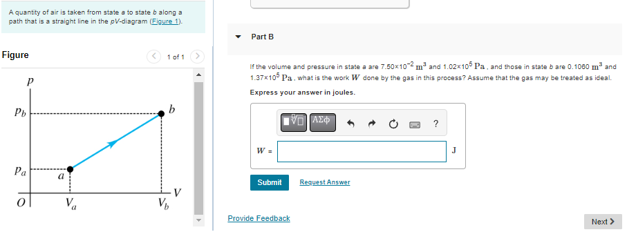 A Quantity Of Air Is Taken From State A To State B Along A Path That Is A Straight Line In The Pv Diagram Figure 1 Fi 1