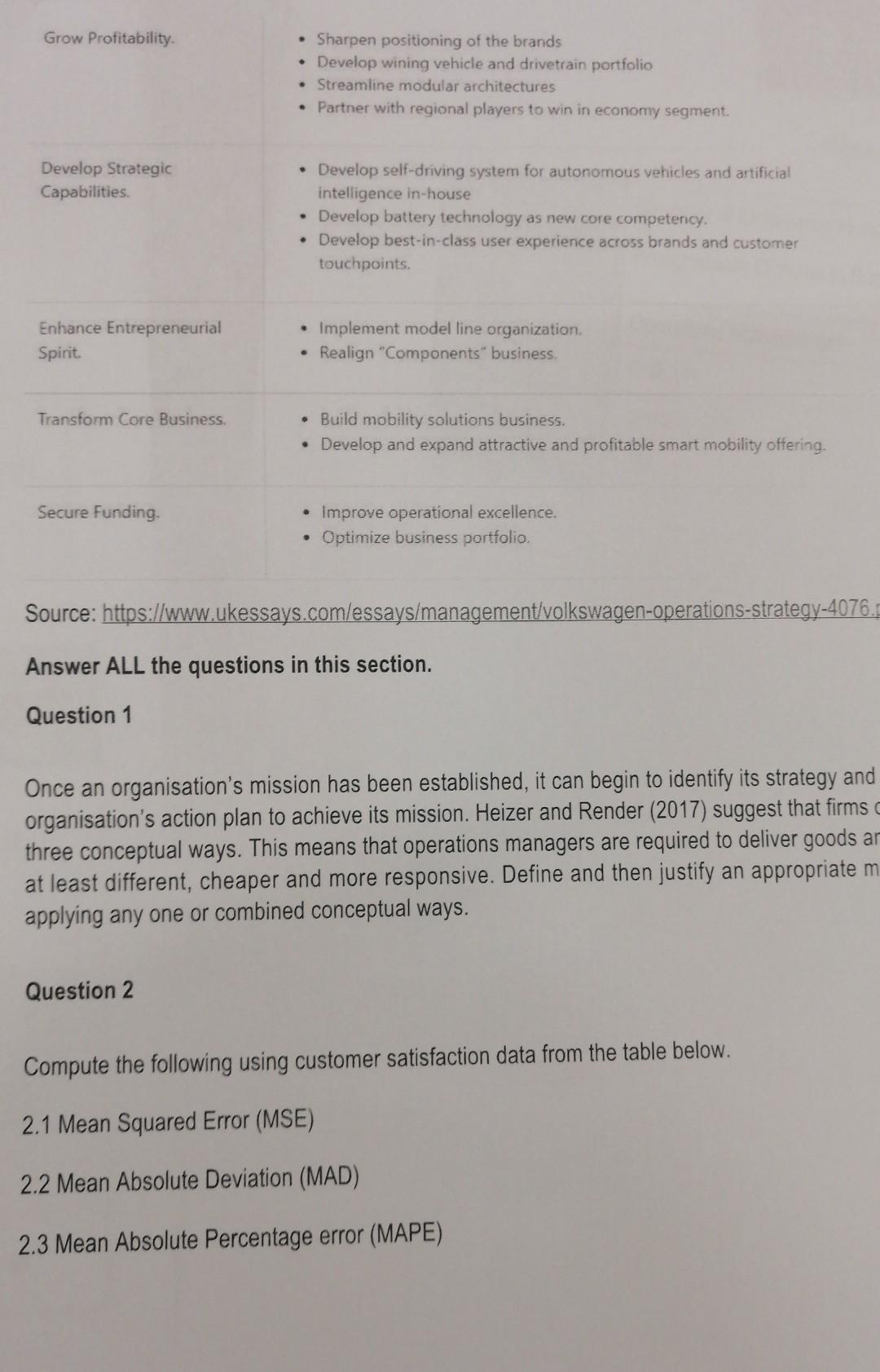 Formative Assessment 1 100 Marks Volkswagen Operations Strategy Product Design In 1945 A Rare And Curious Volkswagen 2