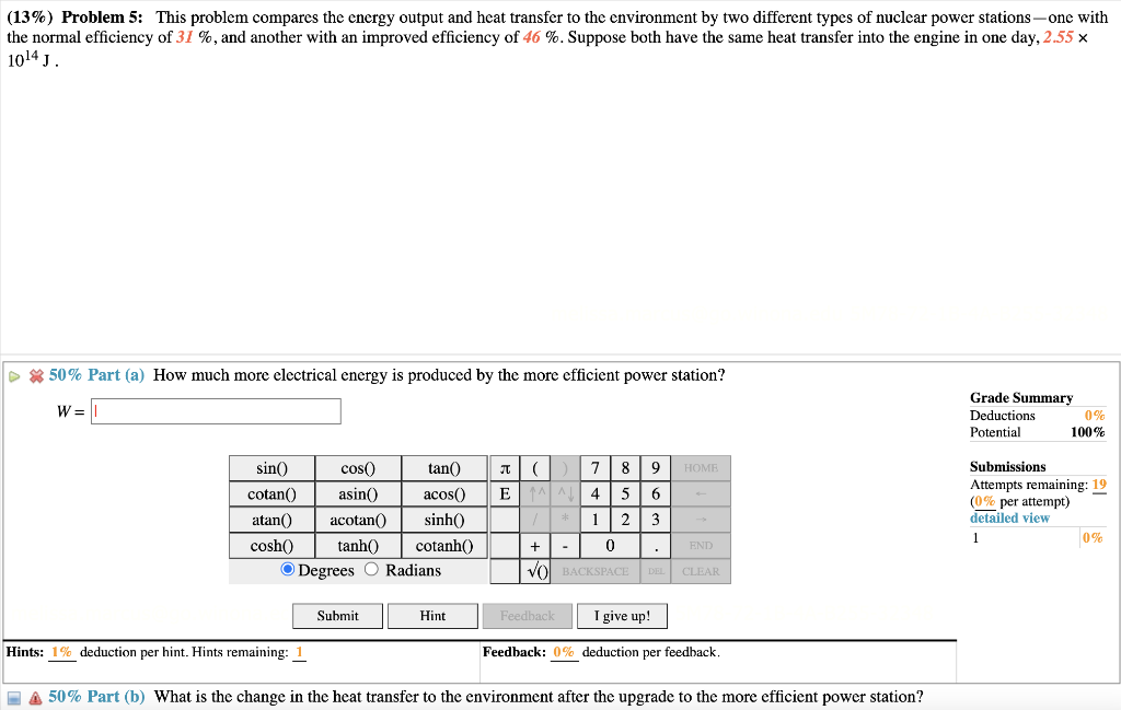 13 Problem 5 This Problem Compares The Energy Output And Heat Transfer To The Environment By Two Different Types Of 1
