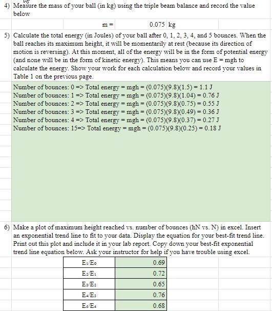 I Need Help With The Second Part At The Bottom Investigation B Energy Loss Due To Air Resistance 2