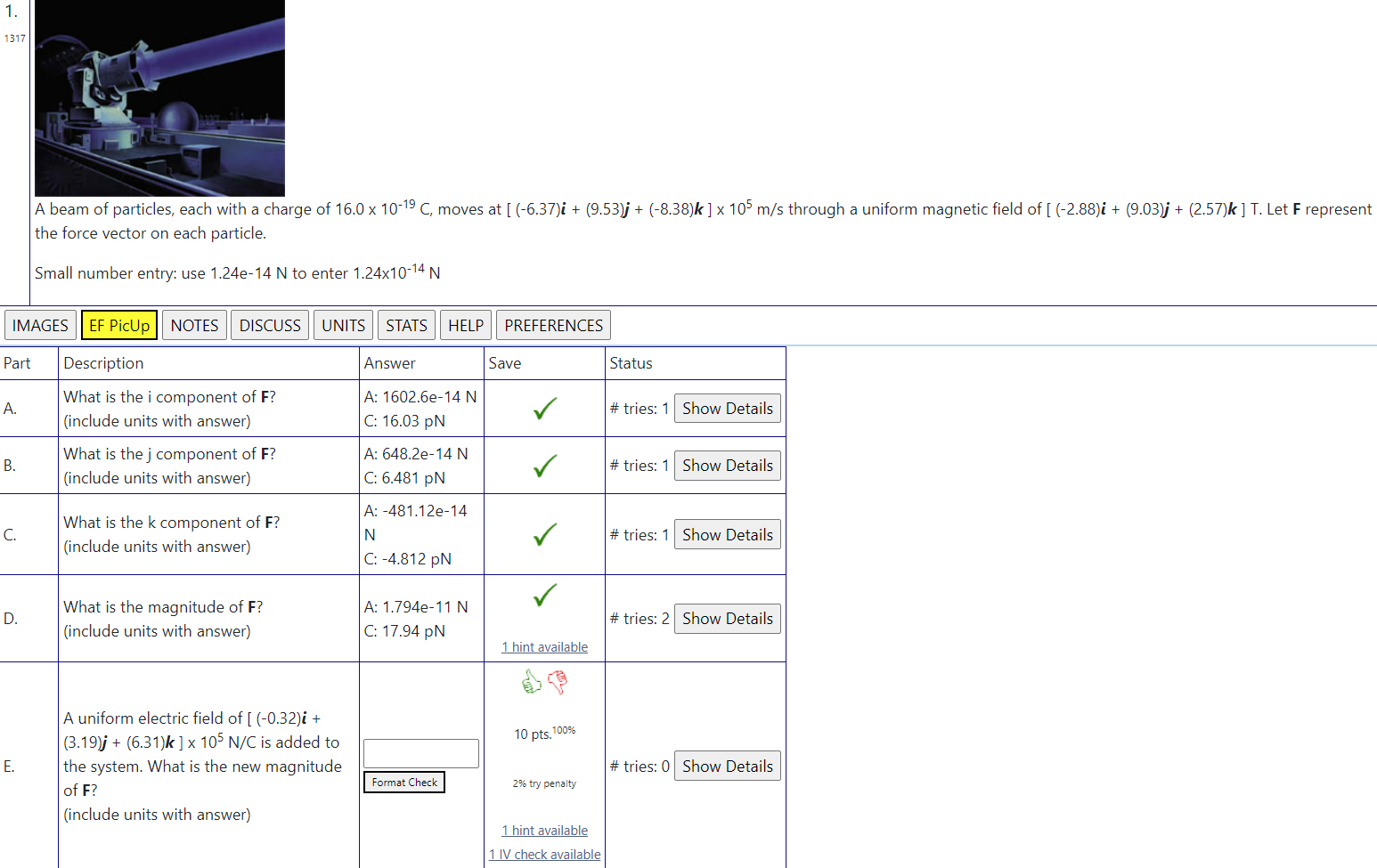 1 1317 Images Ef Picup Notes Discuss Description What Is The I Component Of F Include Units With Answer Part A B C 1