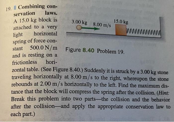 19 Il Combining Con Servation Laws A 15 0 Kg Block Is Attached To A Very Horizontal Light Spring Of Force Con Stant 1