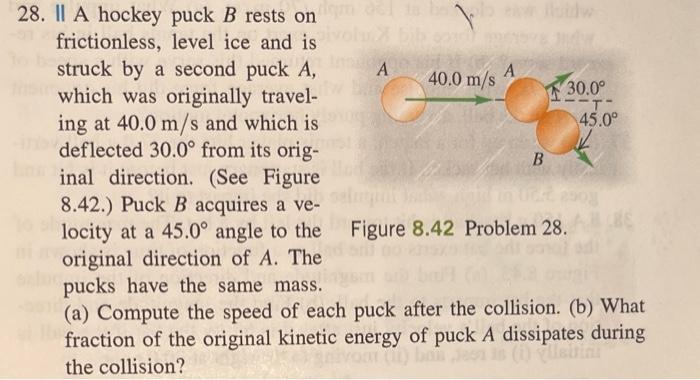 28 Il A Hockey Puck B Rests Onm O To Bolo E Ludw Frictionless Level Ice And Is Obstruck By A Second Puck A 40 0 M S A 1